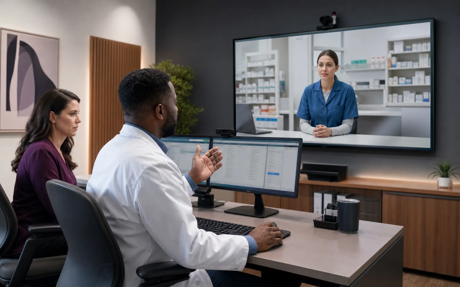 US virtual pharmacy team coordinating clinical and operational coverage across locations